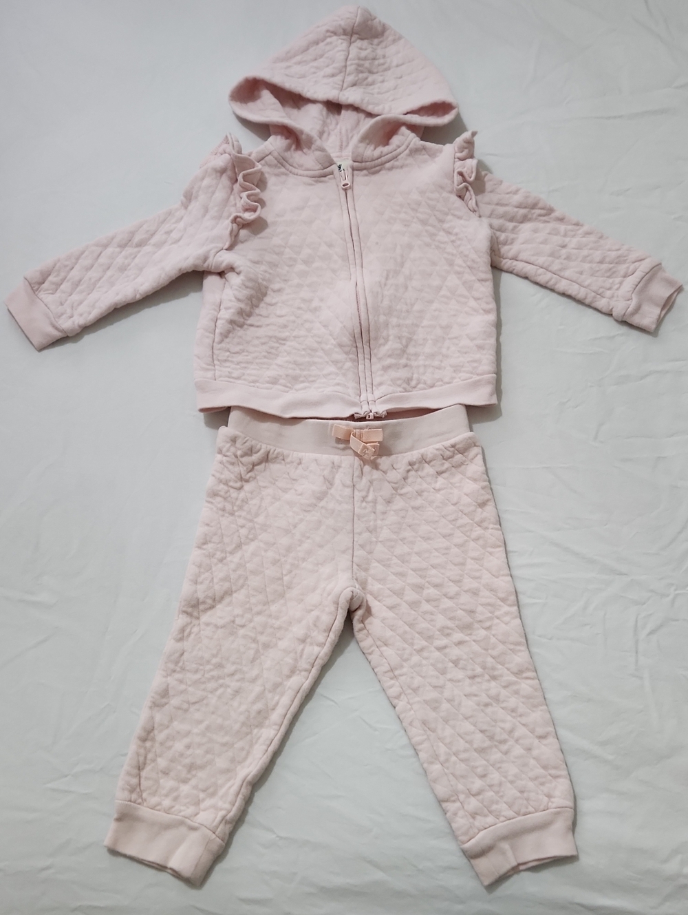 Baby B'Gosh Quilted Pink Hoodie & Jogger Set - Baby/Toddler Girl Size 18M